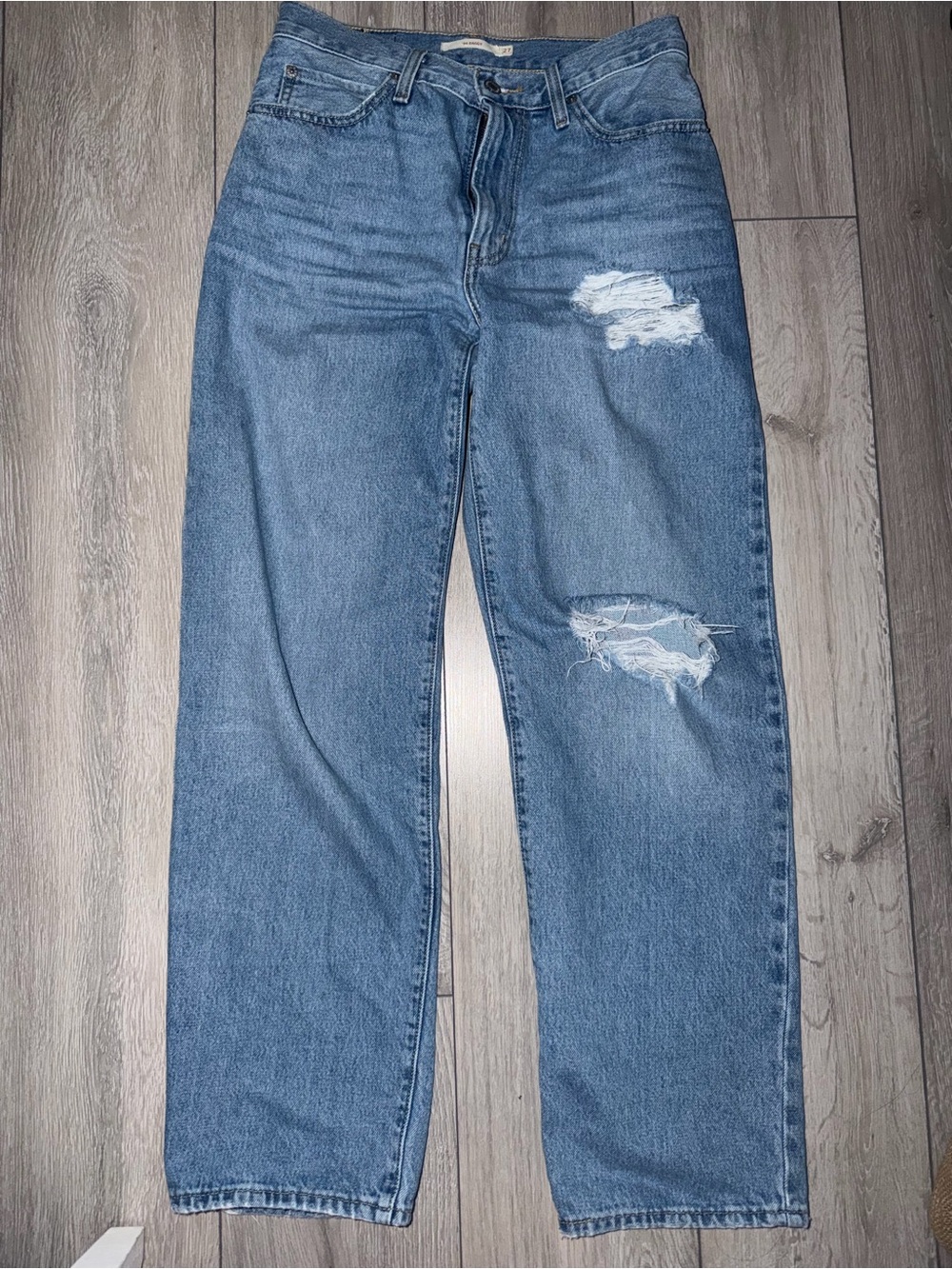Levi's Light Blue Straight Leg Ripped Jeans